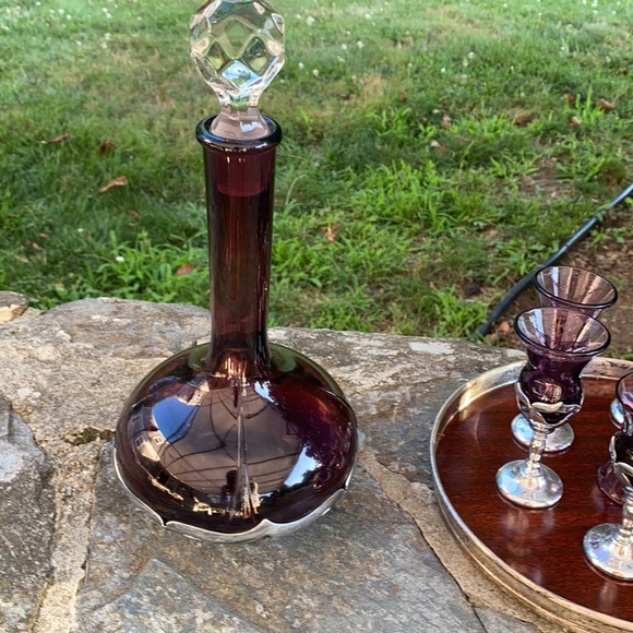 Fabar Bros Mid Century Amhurst decanter matching glasses two replacement classes - Picture 10 of 14